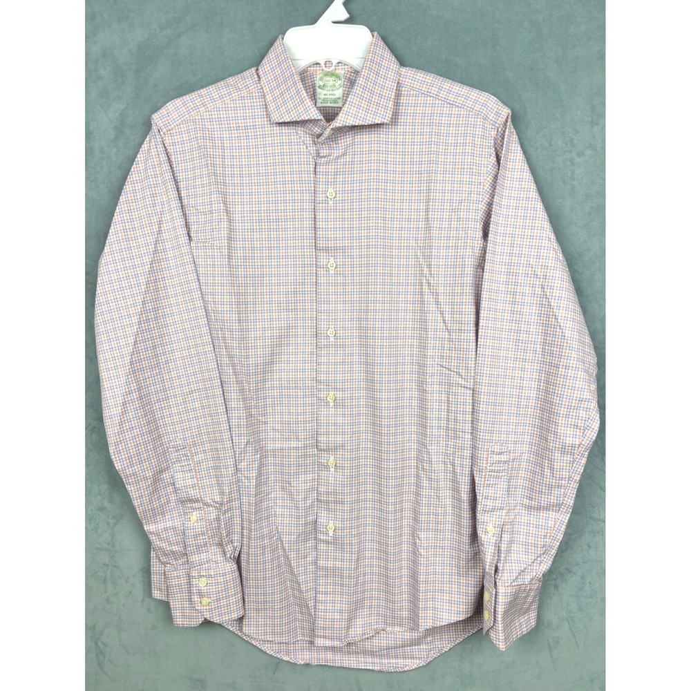Brooks Brothers Milano Fit Dress Shirt 15.5 34 Egyptian Cotton Check Purple